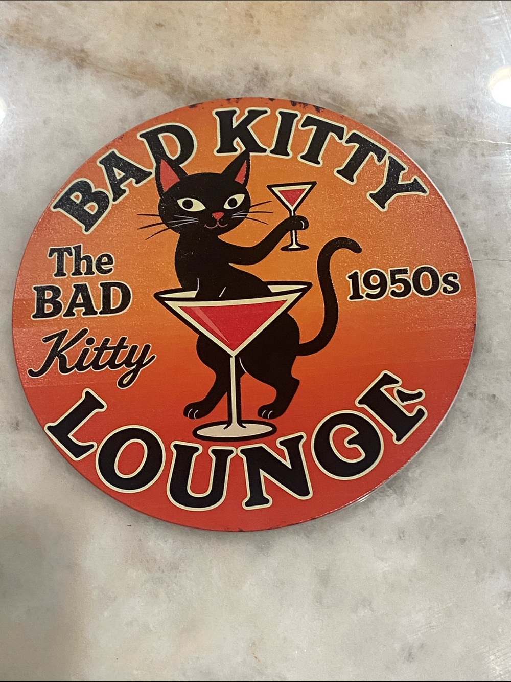 Bad Kitty Lounge Retro Wall Decor - Orange/Black